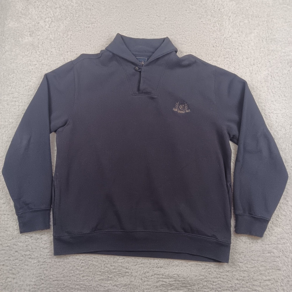 Chaps Sueded Fleece Shawl Collar Sweatshirt Mens Large Navy Blue Pullover